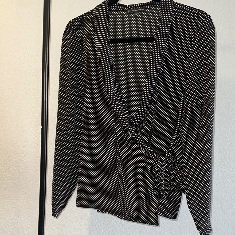 Adrianna Papell Black and White Polka Dot Blouse